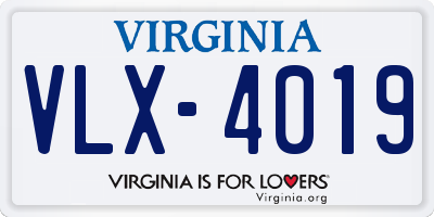 VA license plate VLX4019