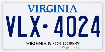 VA license plate VLX4024