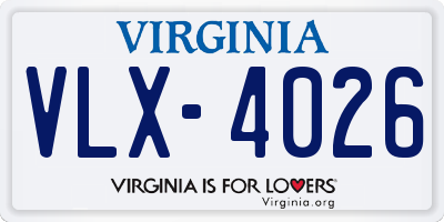 VA license plate VLX4026