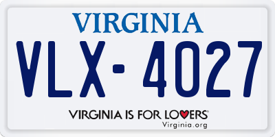 VA license plate VLX4027