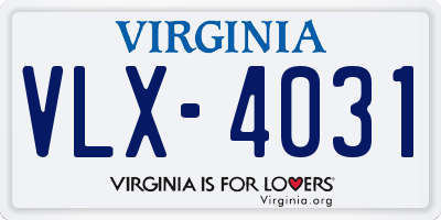 VA license plate VLX4031