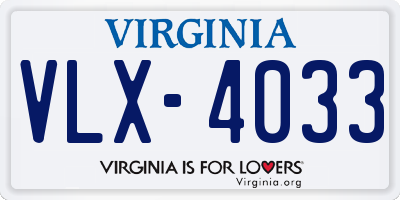 VA license plate VLX4033