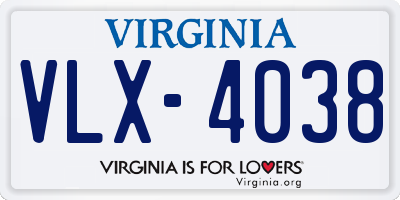 VA license plate VLX4038