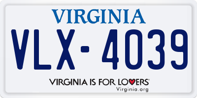 VA license plate VLX4039