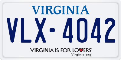 VA license plate VLX4042