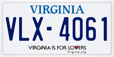 VA license plate VLX4061