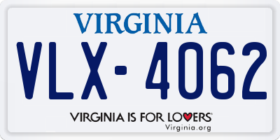 VA license plate VLX4062