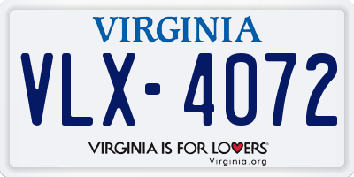 VA license plate VLX4072