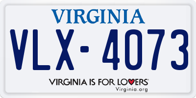 VA license plate VLX4073