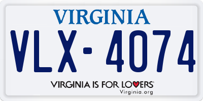 VA license plate VLX4074
