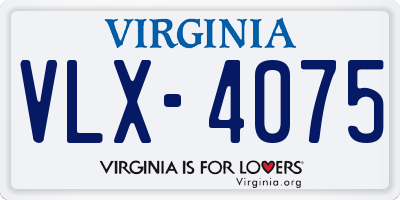 VA license plate VLX4075