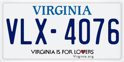 VA license plate VLX4076