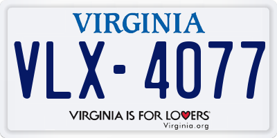 VA license plate VLX4077