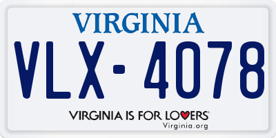 VA license plate VLX4078