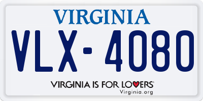 VA license plate VLX4080