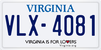 VA license plate VLX4081