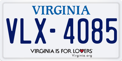 VA license plate VLX4085