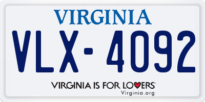 VA license plate VLX4092