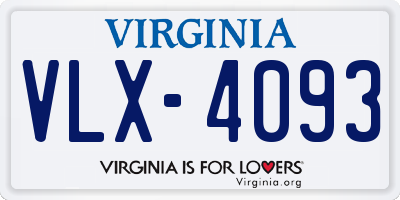 VA license plate VLX4093