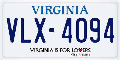 VA license plate VLX4094