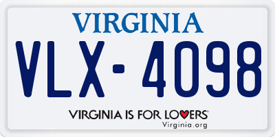 VA license plate VLX4098