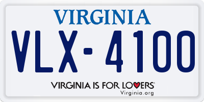 VA license plate VLX4100