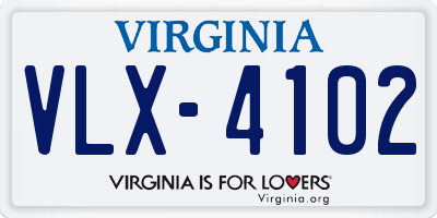 VA license plate VLX4102
