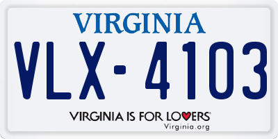 VA license plate VLX4103