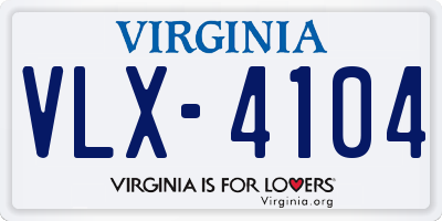 VA license plate VLX4104