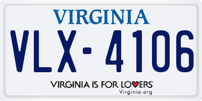 VA license plate VLX4106