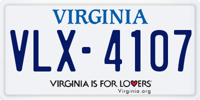 VA license plate VLX4107