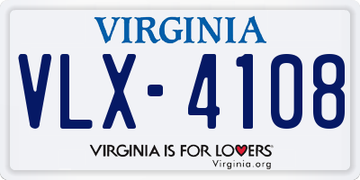 VA license plate VLX4108