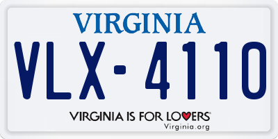 VA license plate VLX4110