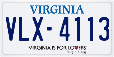 VA license plate VLX4113