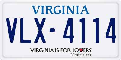 VA license plate VLX4114