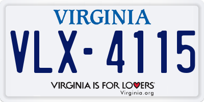 VA license plate VLX4115