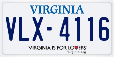 VA license plate VLX4116