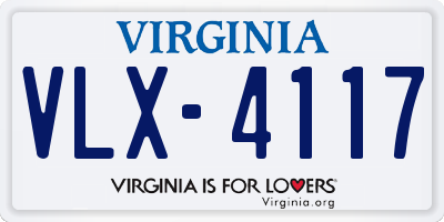 VA license plate VLX4117