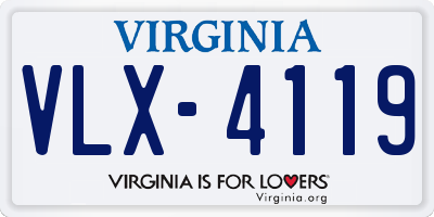 VA license plate VLX4119