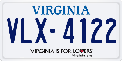 VA license plate VLX4122