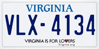 VA license plate VLX4134