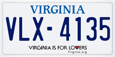 VA license plate VLX4135