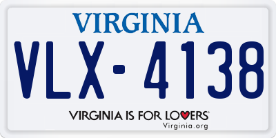 VA license plate VLX4138