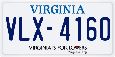 VA license plate VLX4160