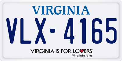 VA license plate VLX4165