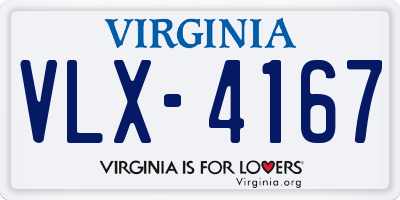 VA license plate VLX4167