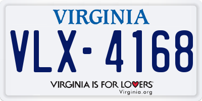 VA license plate VLX4168