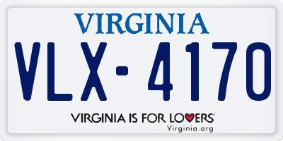 VA license plate VLX4170