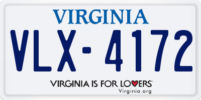 VA license plate VLX4172