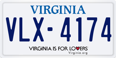 VA license plate VLX4174